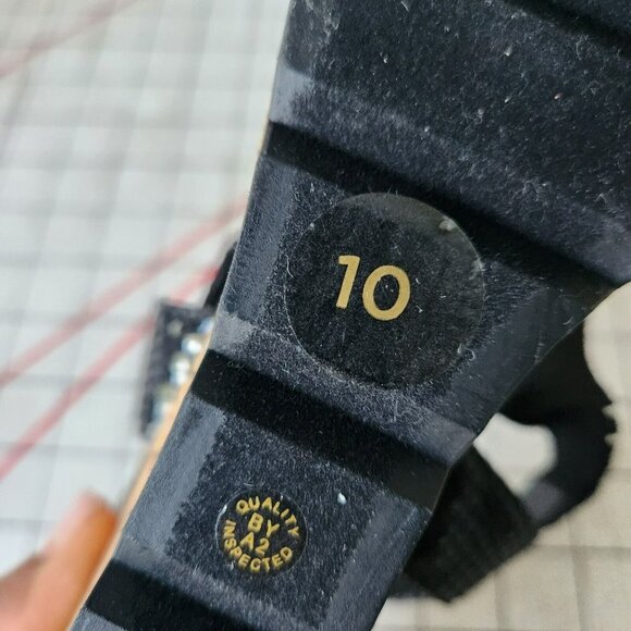 Liz Claiborne Sport Snakeskin Black Textured Shiny Zip Sling Wedge Strap Sandals - Picture 6 of 14